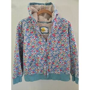 Mini Boden Purple Floral Borg Lined HoodieAster Purple Floral
